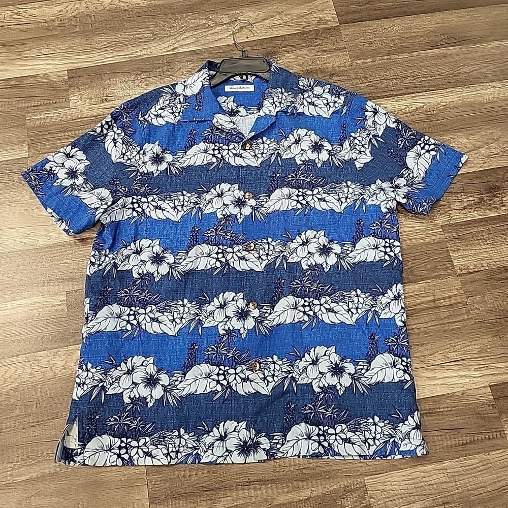 Tommy Bahama Island Zone Tropical Silk Blend Short-Sleeve Shirt, Blue, Size L
